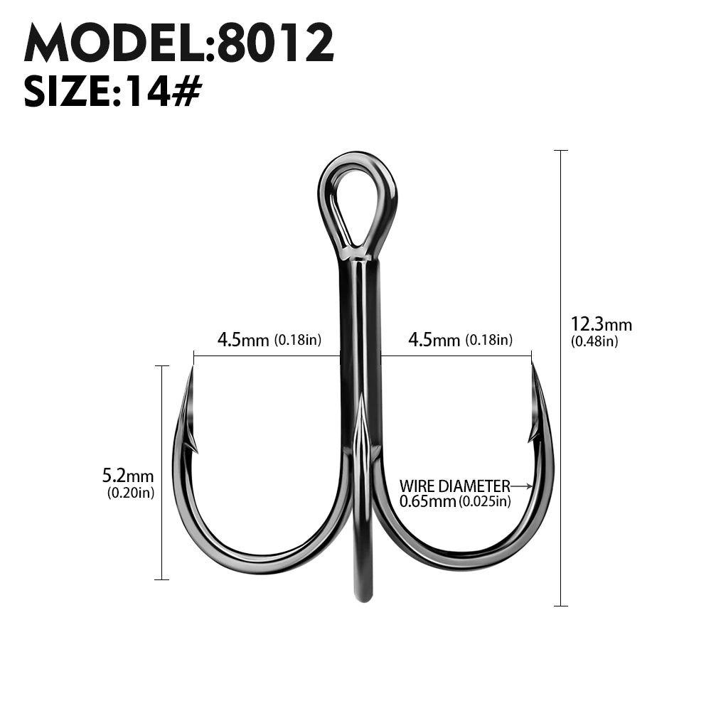 PROBEROS 20pcs Streng thened Sharp Fishing Treble Hooks High Carbon Steel Strength & Corrosion Resistance For Bait  Saltwater