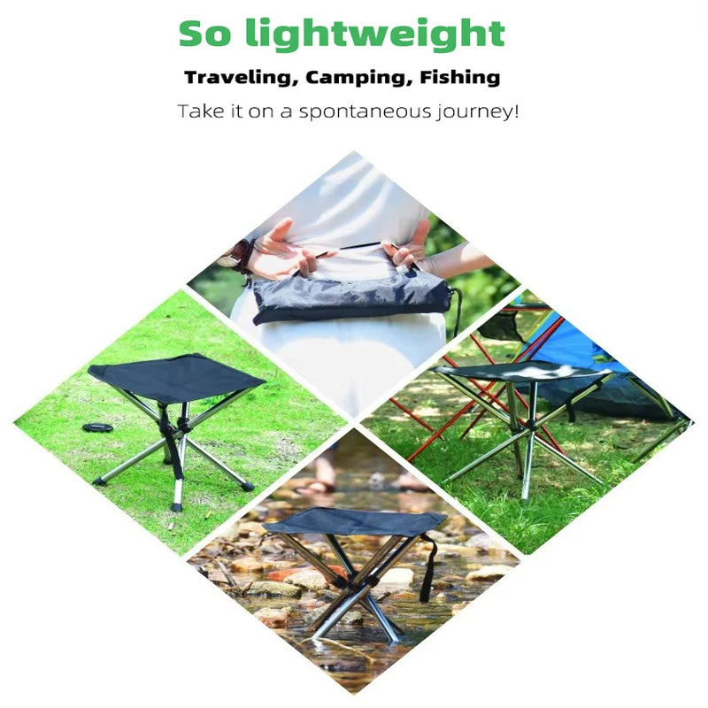 Stainless Steel Folding Outdoor Portable Telescopic Stool Camping Fishing Stool Telescopic Chair Easy to Fold Load Bearing 150kg