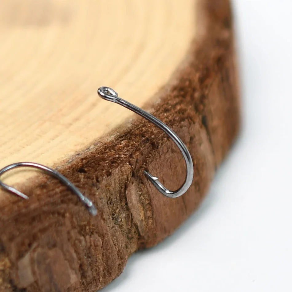 100Pcs/Pack 12# 14# 16# 18# Black Nickel Trout Single Hook With Barb High Carbon Steel Fishing Flies Spoon Hooks