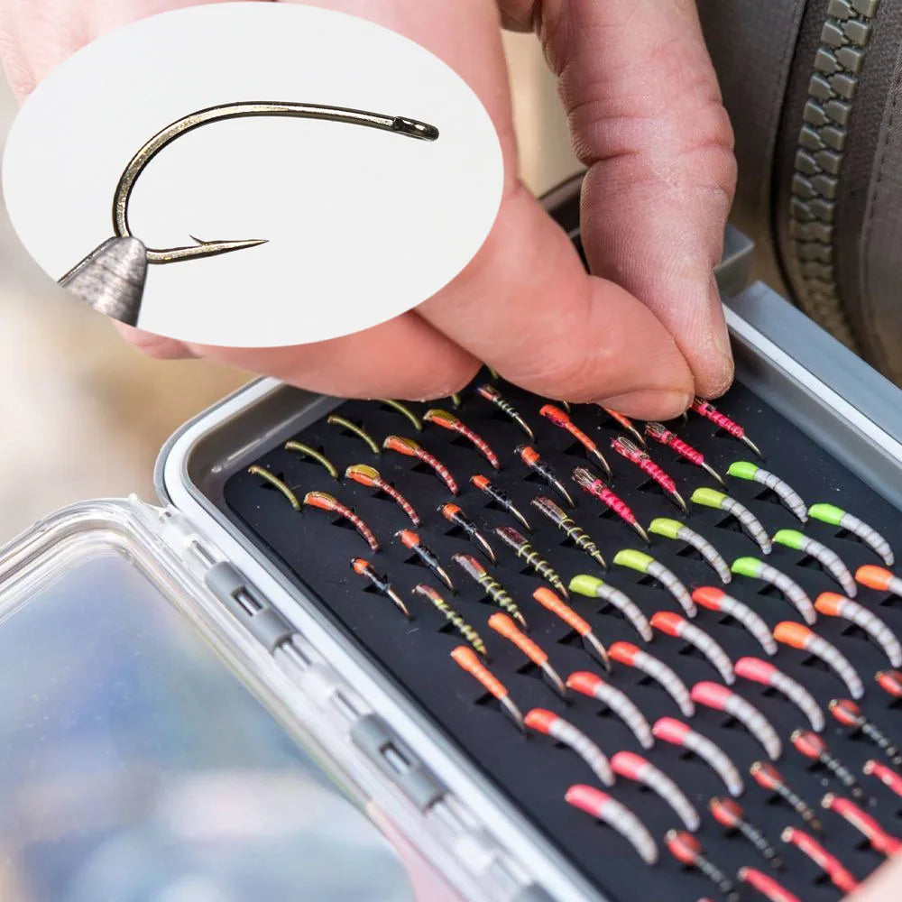 100Pcs/Pack 12# 14# 16# 18# Black Nickel Trout Single Hook With Barb High Carbon Steel Fishing Flies Spoon Hooks