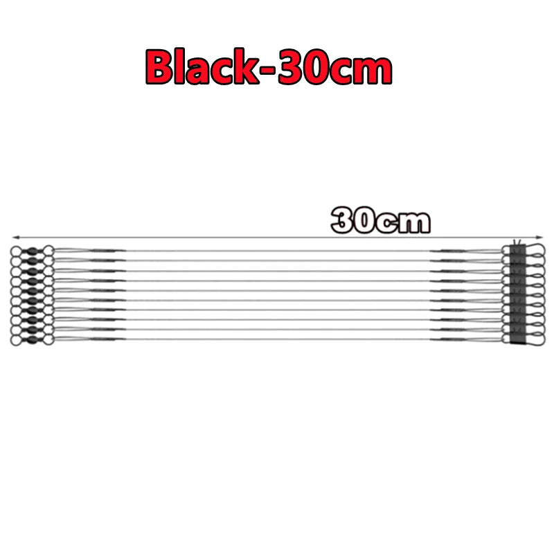 New 100-10PCS Anti Bite Steel Fishing Line 15-30cm Steel Wire Leader With Swivel Fishing Accessory Lead Core Leash Fishing Wire