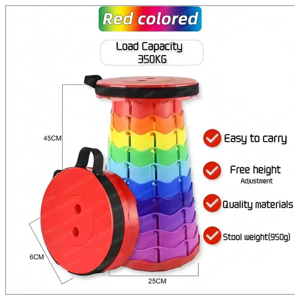 NEW2025 Rainbow Folding Stool - Adjustable Height PP Material Portable Chair for Camping, Fishing & OutdoorActivitiesAnd Camping