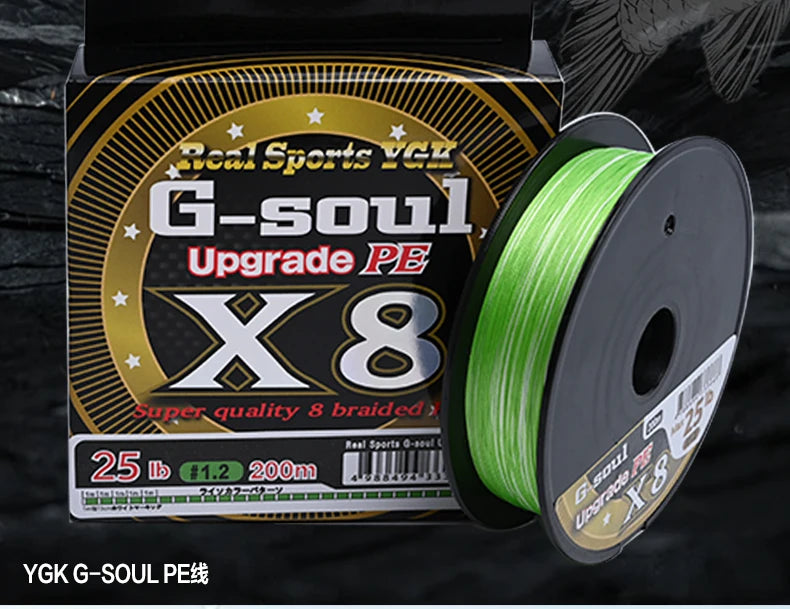YGKX G SOUL X8 BRAID Upgrade Braid Fishing Line Super Strong 8 Strands Multifilament PE line 150M 200M Made In Japan 14LB-60LB
