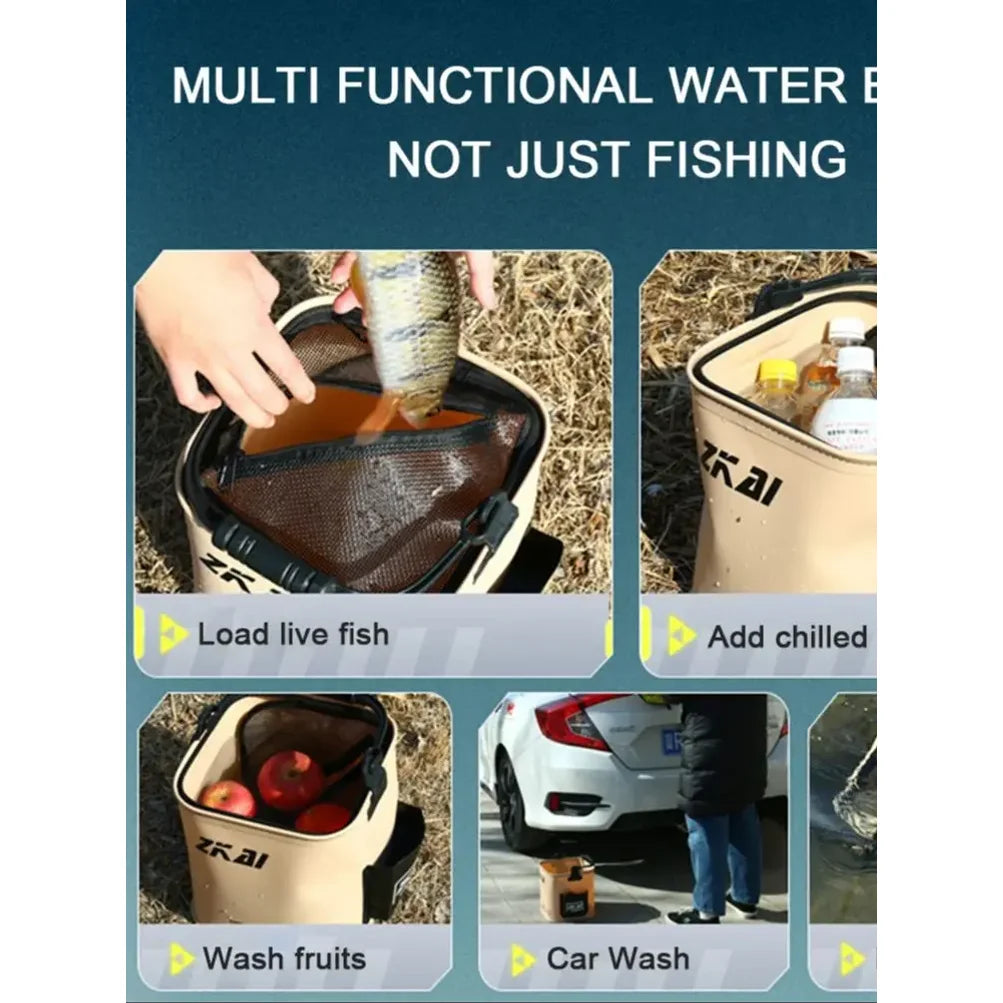 8L/13L Foldable Fishing Bucket Outdoor Sturdy Hand Carry Fish Bucket Large Capacity Carrying Bucket Camping Fishing Buckets