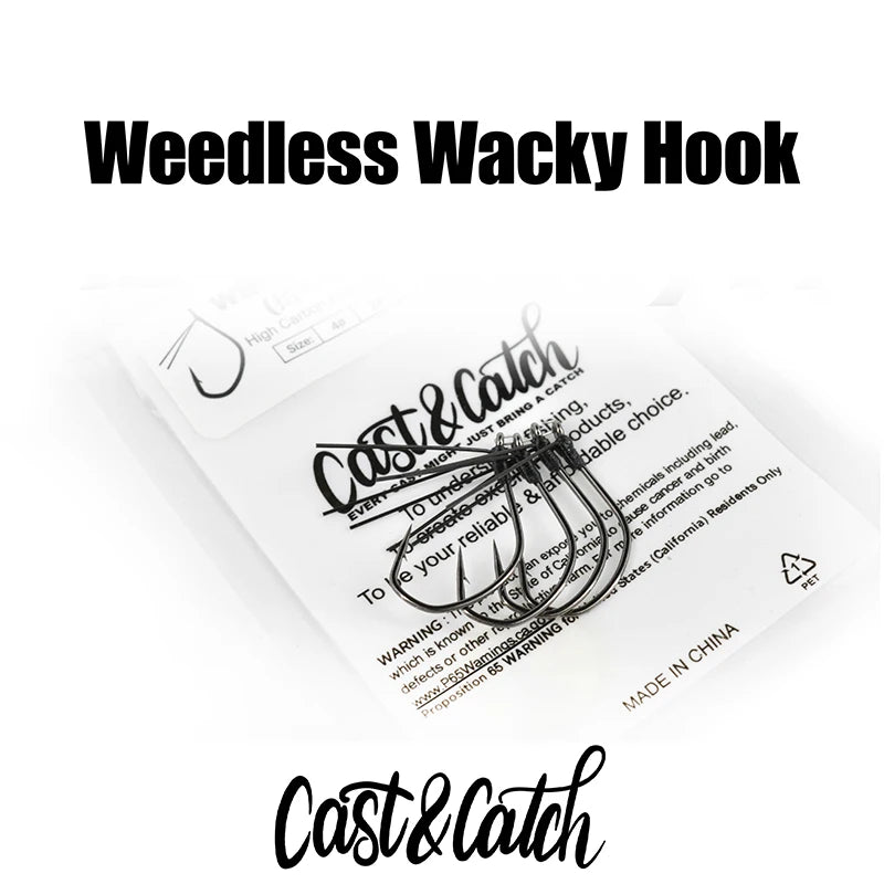 Cast&Catch 4PCS Weedless Wacky Fish Hook Anti-Snag Grass Blocking for Bass Soft Bait Freshwater Fishing Tackle