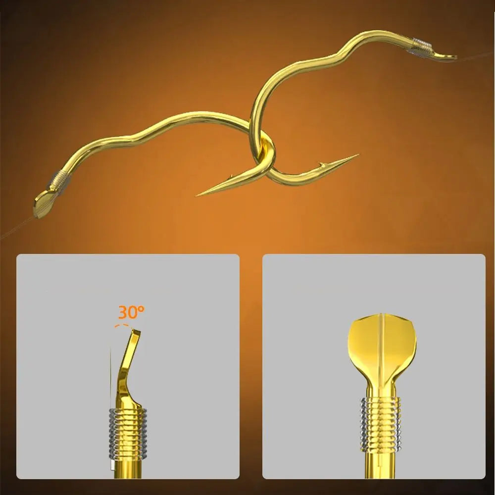 12 Pcs/Pack Durable 1#-10# High Carbon Steel Gold Fishing Hook Sharp Barbed Anti Slip Automatic Flip Fishhook Fishing Tackle