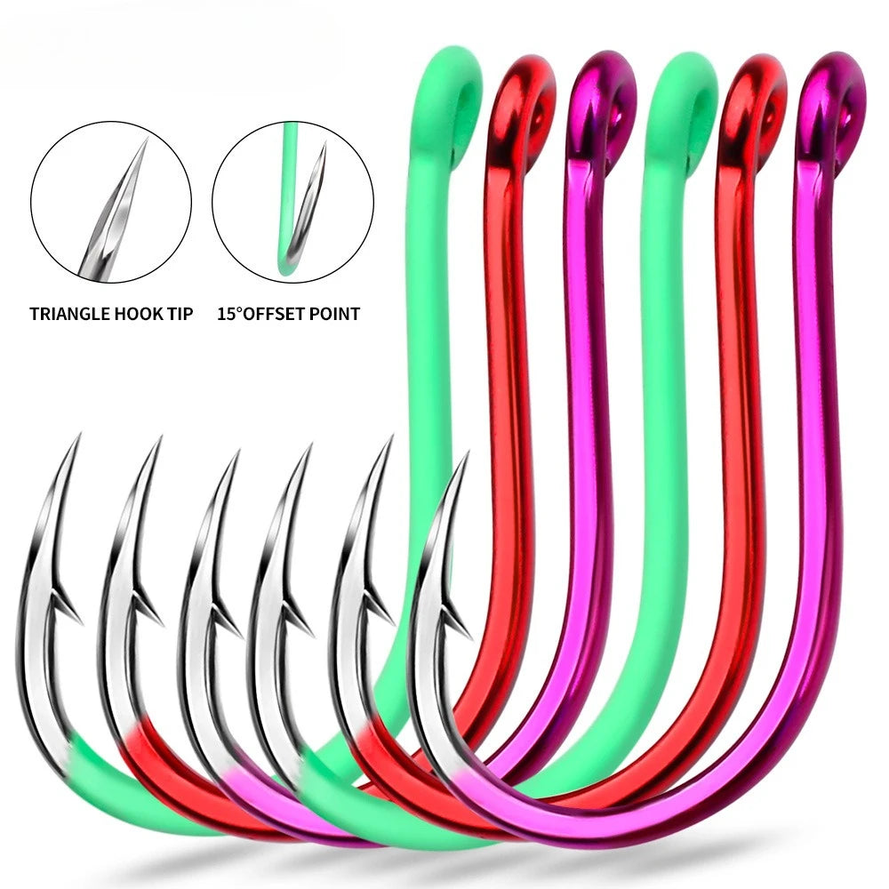 10pcs Lure Sea Fishing Barb Hook Luminous Crooked Mouth Triangular Tooth Fish Hook Sea Fishing Hook