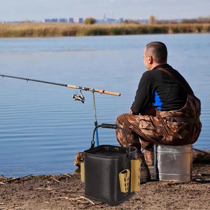 Outdoor Fishing Bucket With non-slip water rope Foldable and Portable EVA Water Bucket for Wild Fishing Household Bucket