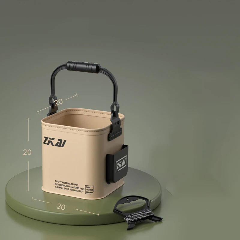 8L/13L Foldable Fishing Bucket Outdoor Sturdy Hand Carry Fish Bucket Large Capacity Carrying Bucket Camping Fishing Buckets