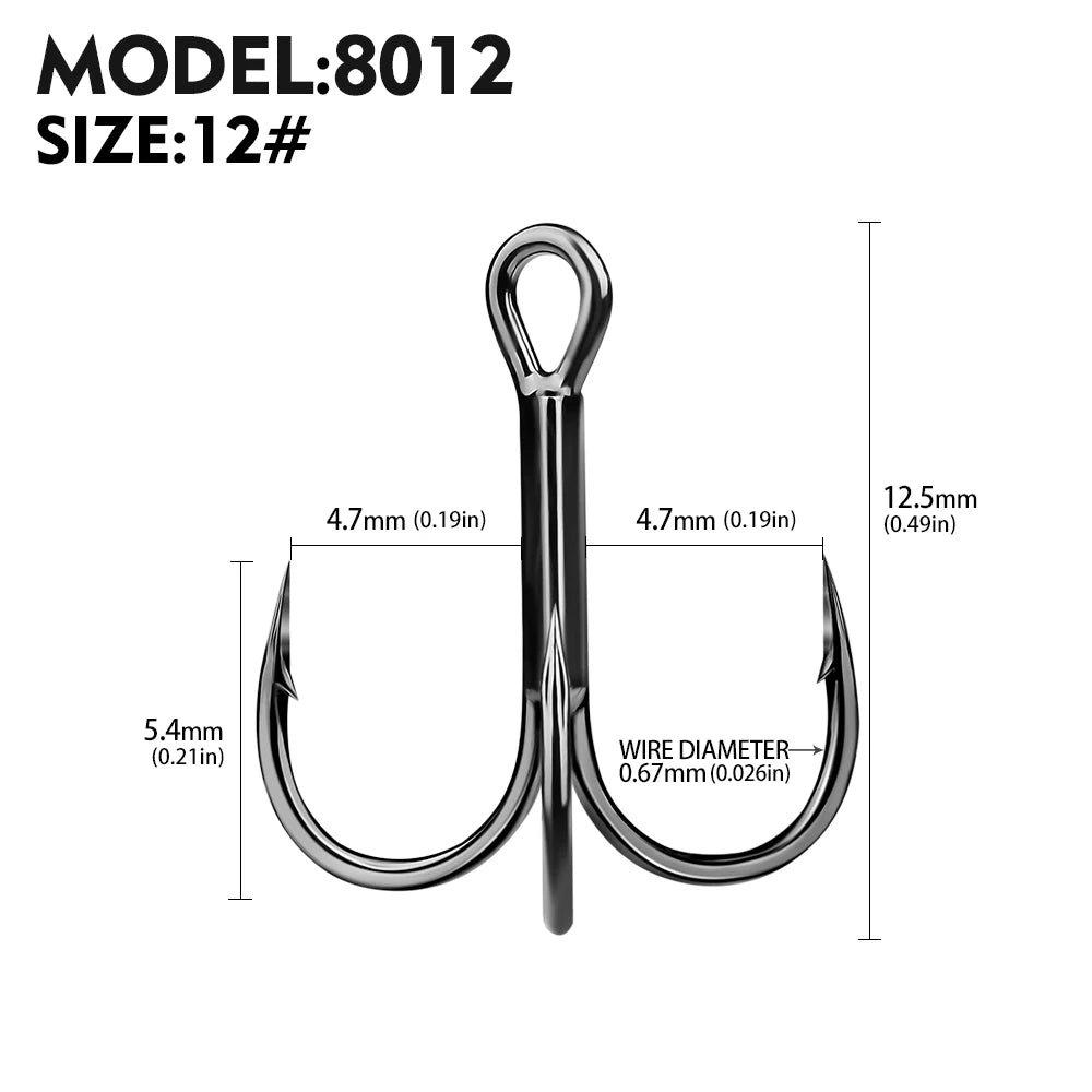 PROBEROS 20pcs Streng thened Sharp Fishing Treble Hooks High Carbon Steel Strength & Corrosion Resistance For Bait  Saltwater