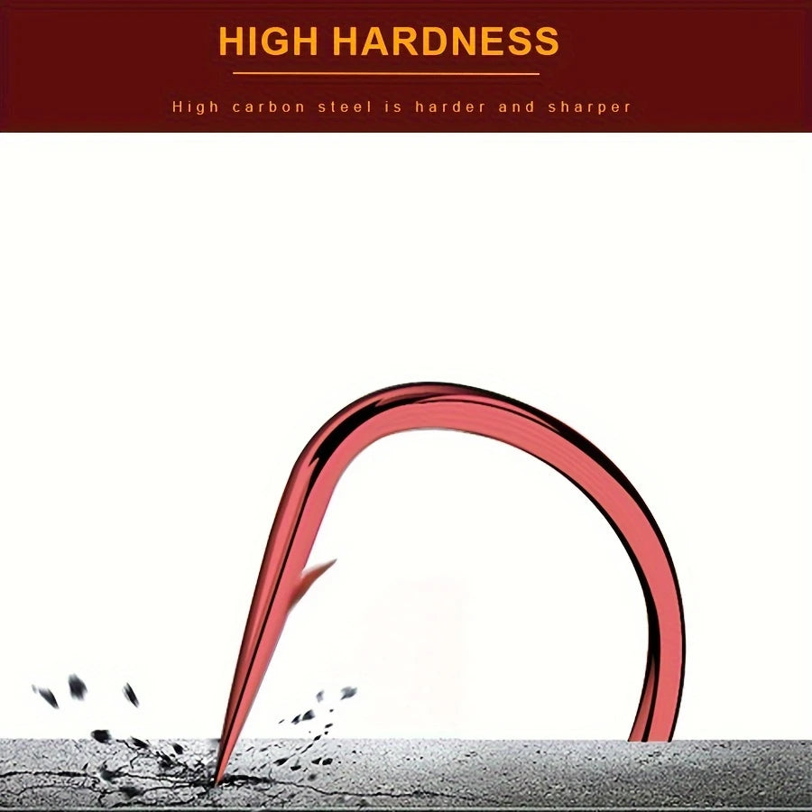 FTK Red Fishing Hooks Sea Barbed Fishing Lures Shank Beak Live BaitHolder Carp Fishing Jig Worm Hooks Accessories Tackle