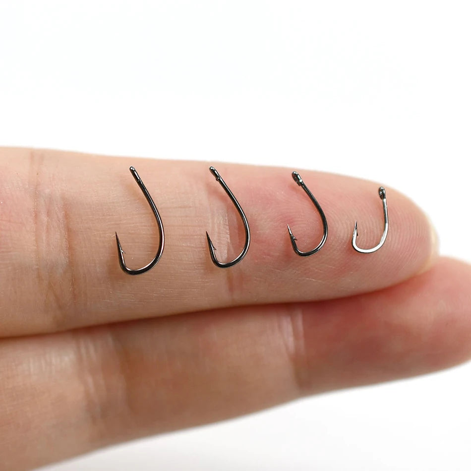 100Pcs/Pack 12# 14# 16# 18# Black Nickel Trout Single Hook With Barb High Carbon Steel Fishing Flies Spoon Hooks