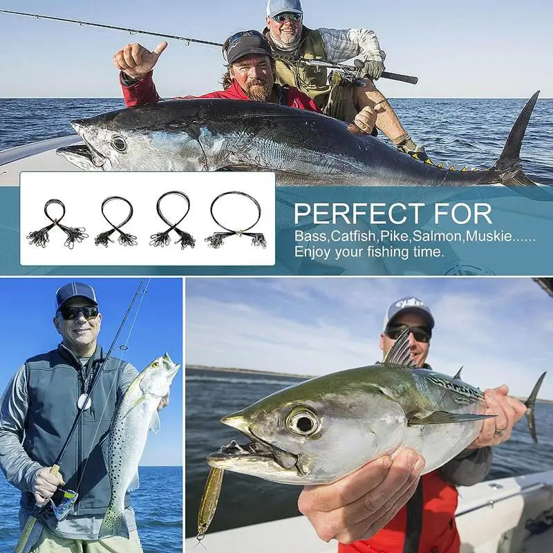 New 100-10PCS Anti Bite Steel Fishing Line 15-30cm Steel Wire Leader With Swivel Fishing Accessory Lead Core Leash Fishing Wire