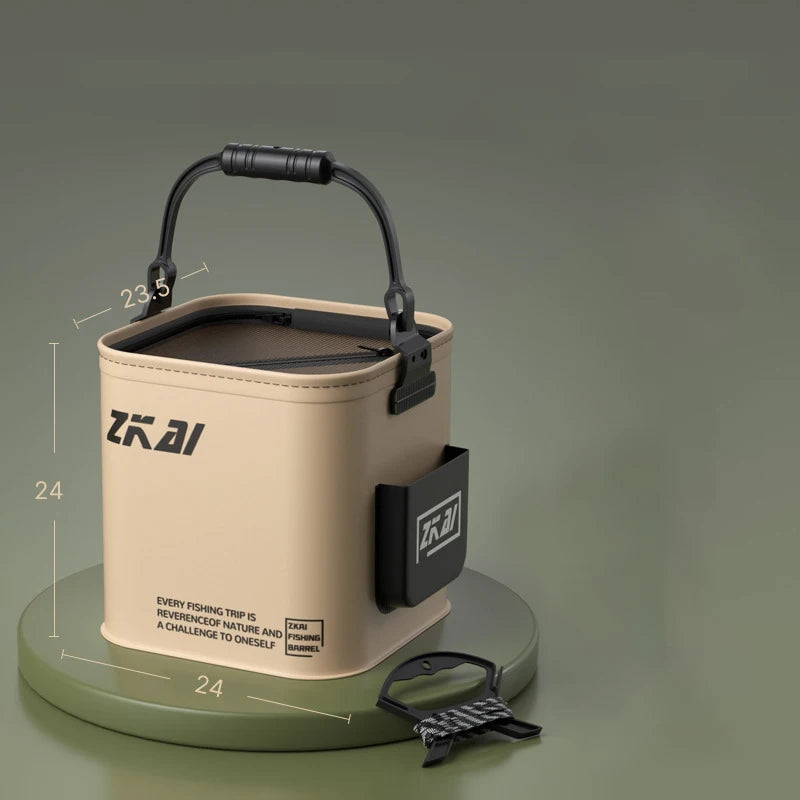 8L/13L Foldable Fishing Bucket Outdoor Sturdy Hand Carry Fish Bucket Large Capacity Carrying Bucket Camping Fishing Buckets