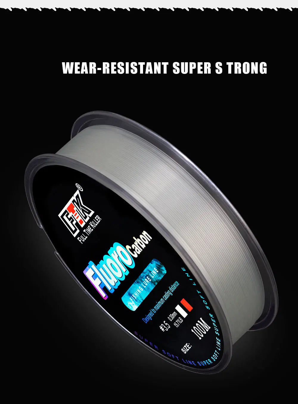 FTK 100M Fluorocarbon Coating Fishing Line 0.14mm-0.5mm 4.13LB-34.32LB Carbon Fiber Monofilament Line Carp Fishing Sinking Line