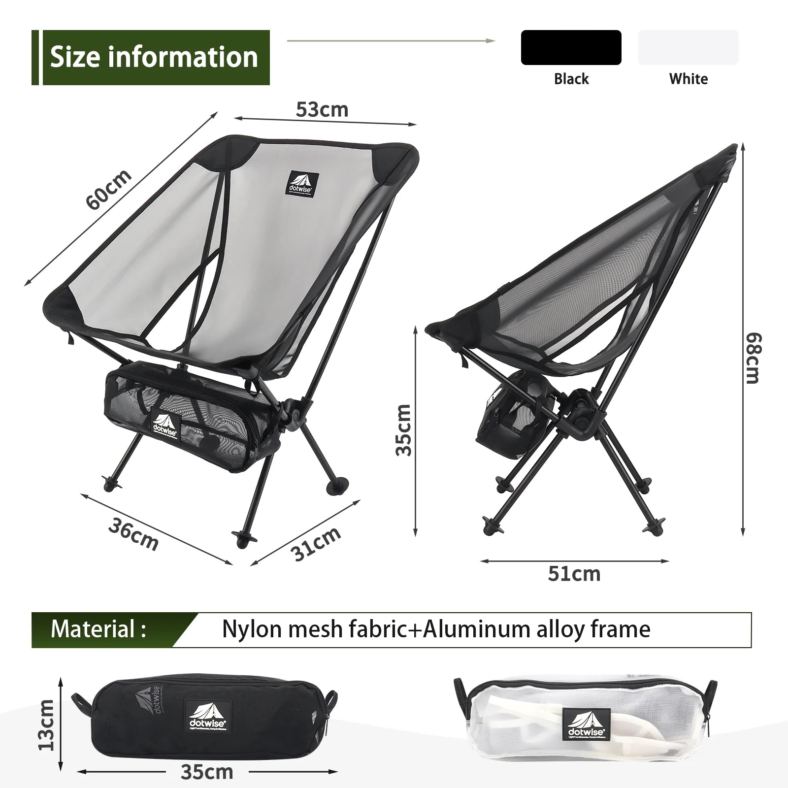 Moon Chair Breathable Outdoor Chair Camping Fishing Chair Mesh Material 7075 Aluminum Alloy Breathable Surface Anti Sinking