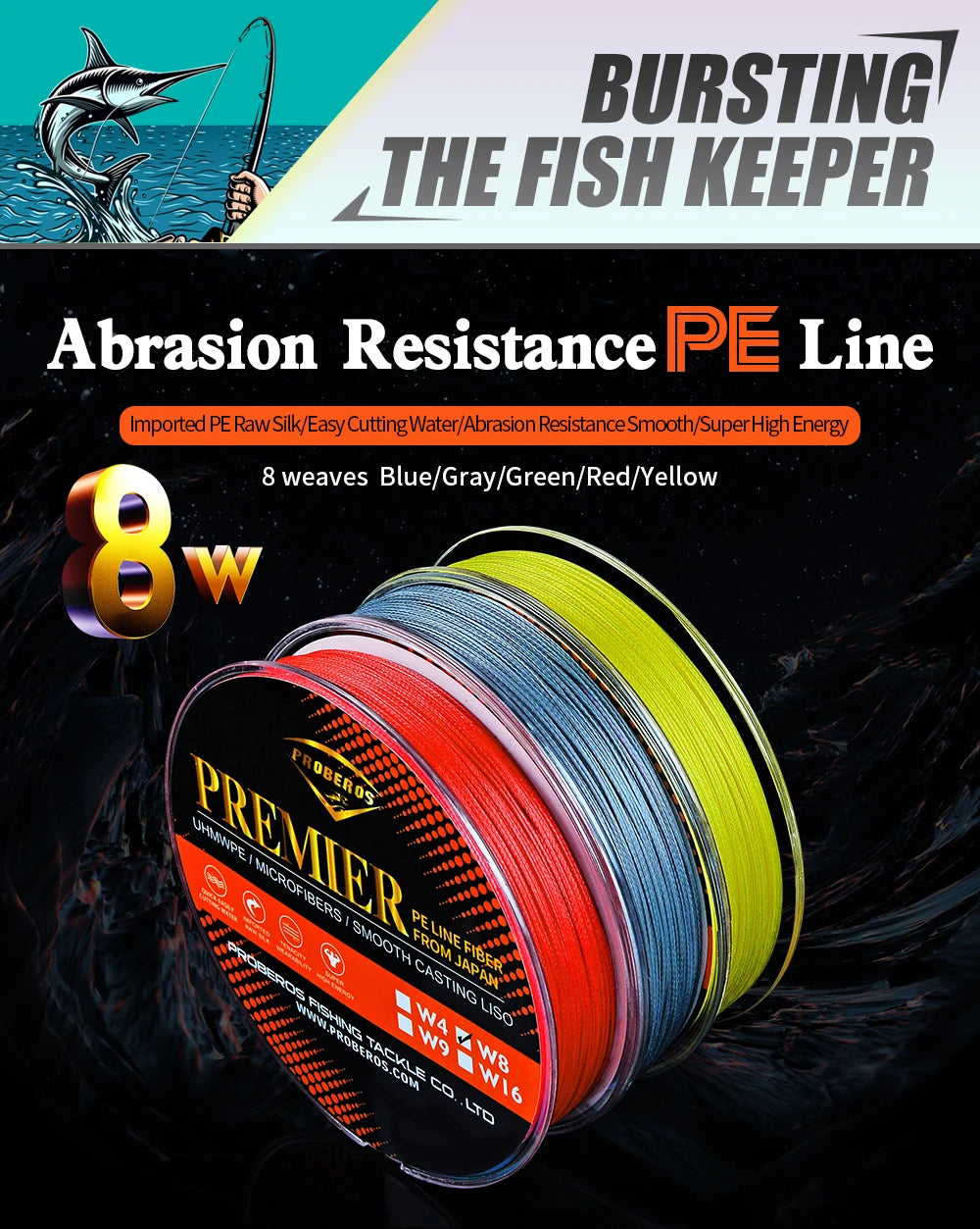 8-Strand Dyneema PE Braided Line 100m Spinning Reel 6LB-120LB 0.1mm-0.6mm PE Fishing Line Less Memory Fishing Accessories