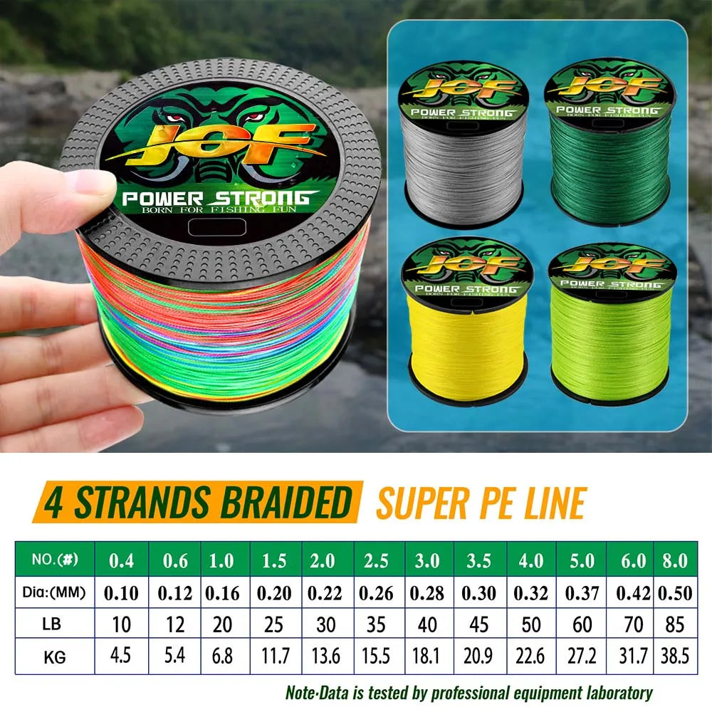 JOF 4 Strands Fishing Line 300/100M Braided PE Fishing Strong Fishing Line Multifilament Durable Fishing Line Tool