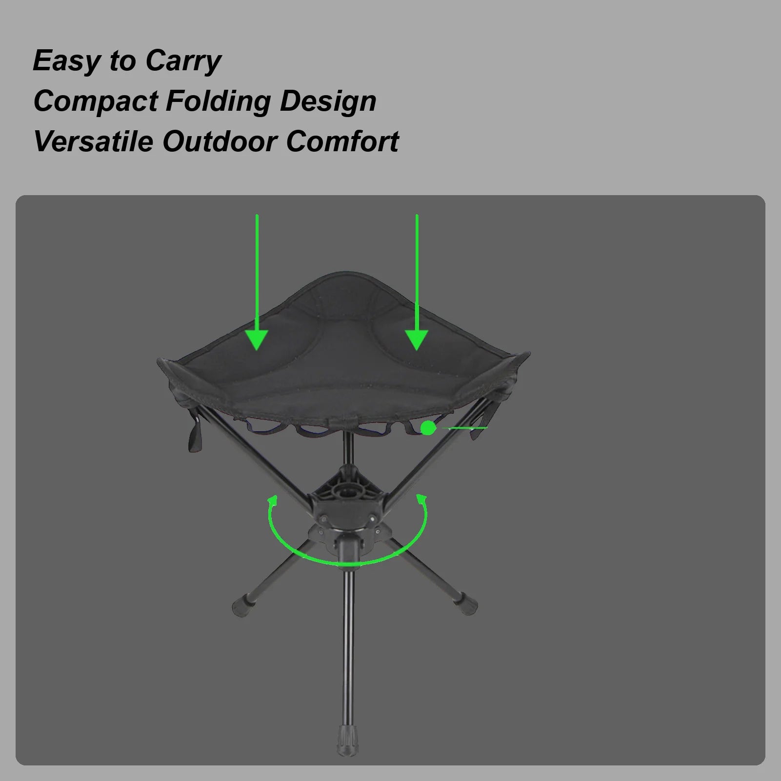 Portable Folding Swivel Camping Chair, Lightweight Fishing Stool for Outdoor Hunting Backpacking Travel, Lawn Dorm Hiking Gear