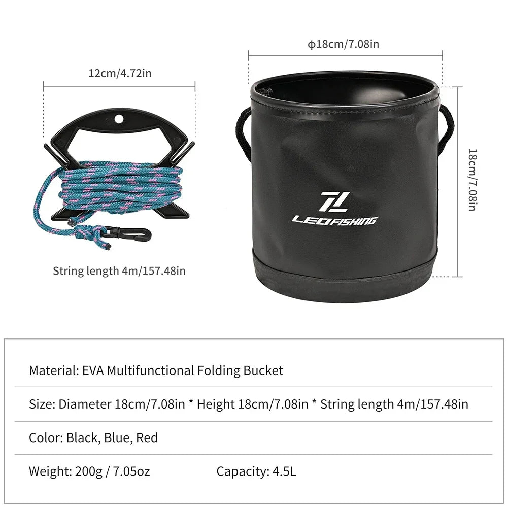 4.5L EVA Round Fold Live Fish Bucket Water Tank Container Gear With Drawstring Fishing Equipment For Fishing Cleaning Cars