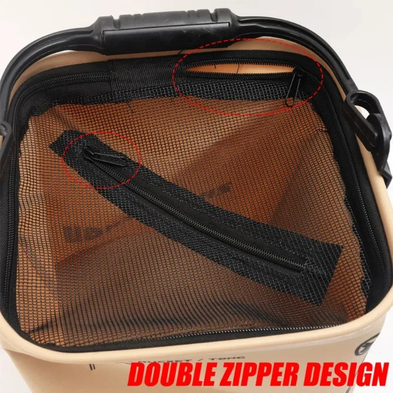 Foldable and Portable Net Live Fish Buckets EVA with Rope Water Bucket Outdoor Fishing Bucket for Wild Fishing Household Buckets