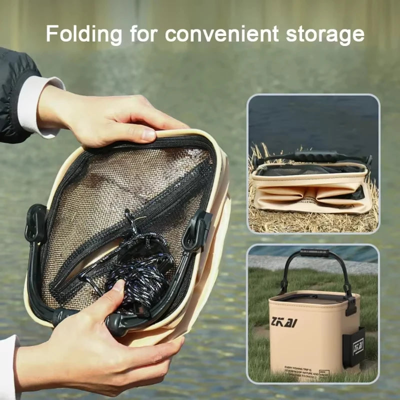 8L/13L Collapsible Bucket, Portable Waterproof Fishing Camping Bucket, Foldable Pail with Ergonomic Handle Outdoor Gear tool