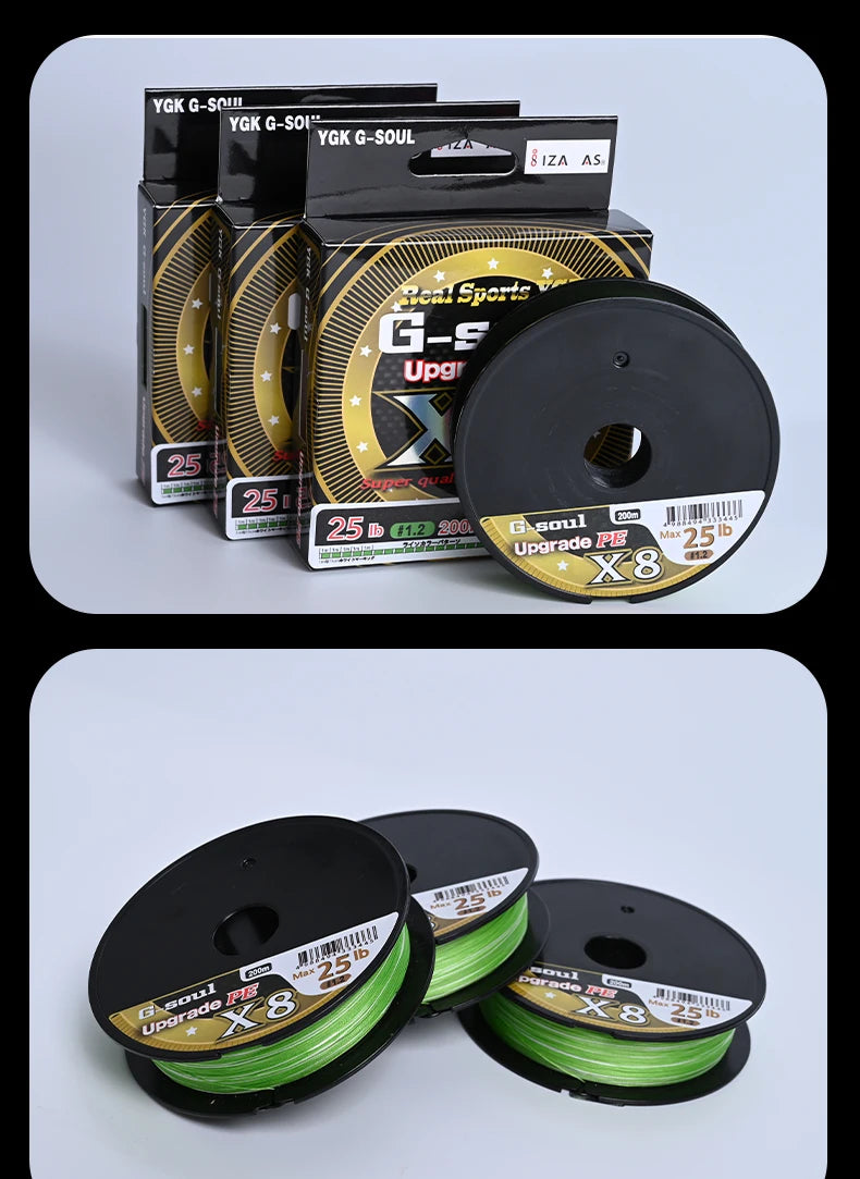 YGKX G SOUL X8 BRAID Upgrade Braid Fishing Line Super Strong 8 Strands Multifilament PE line 150M 200M Made In Japan 14LB-60LB
