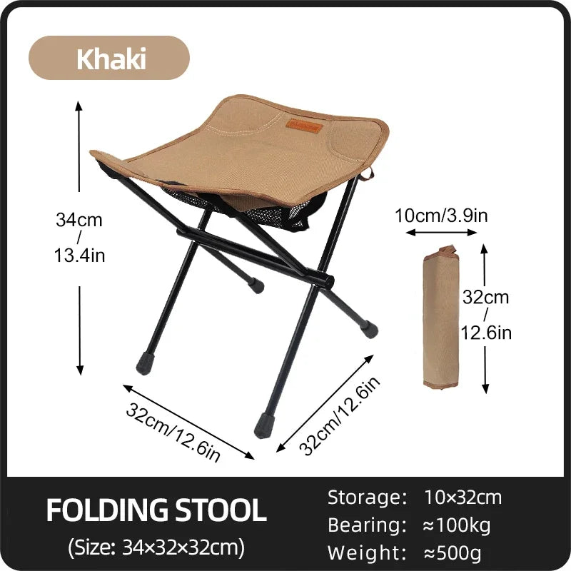 PACOONE Outdoor Portable Folding Stool Aluminum Alloy Minin Storage Chair Camping Fishing Chair Picnic Lightweight Furniture New