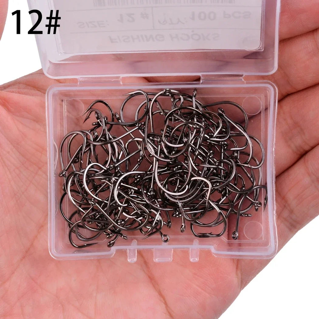100pcs/Box Japan Izu Fish Hook High Carbon Steel Barbed In Fly Fishing Hook Worm Pond Fishing Bait Hooks