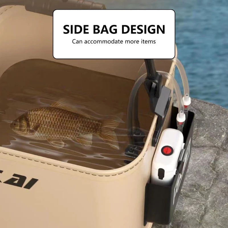 Folding Fishing Bucket with Rope Portable Hand Carry Fish Bucket 8/14L Water Resistant Outdoor Camping Bucket Enduring