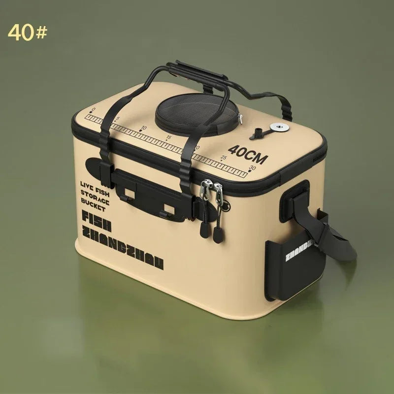 New Outdoor Fishing Bucket Foldable Live Fish Bucket with Net Cover 12-34L EVA Water Pail with Handbar for Wild Fishing Tackle