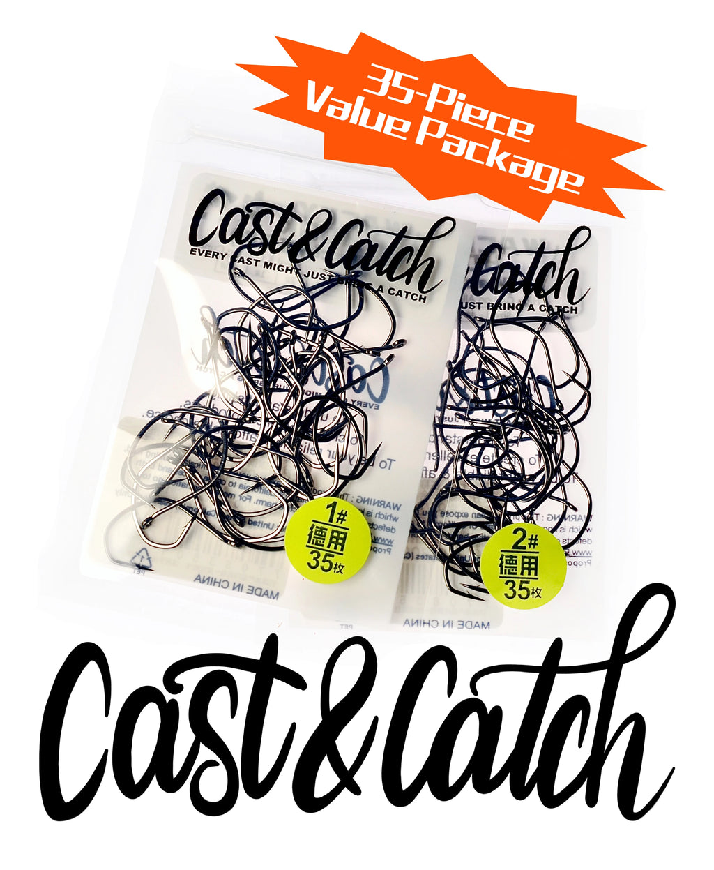 Cast&Catch Perfect 8003 Wacky Hook 30pcs Barb Multiple Sizes Soft Bait Bass Finesse Fishing Gear