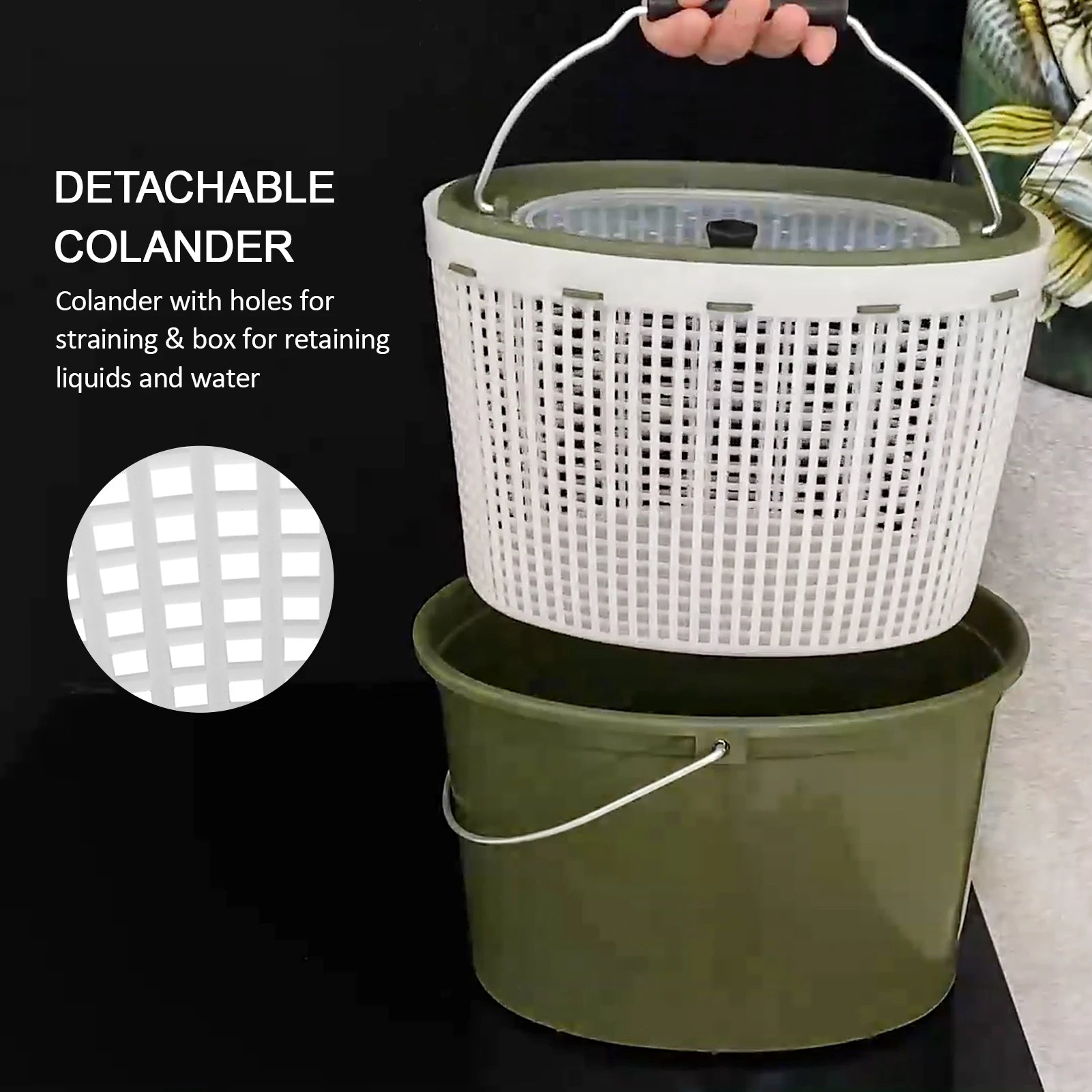 2-in-1 Fishing Bucket Double-Deck Fish Box Detachable Fish Strainer Colander Fishing Bait Storage Container Double Handle Fish
