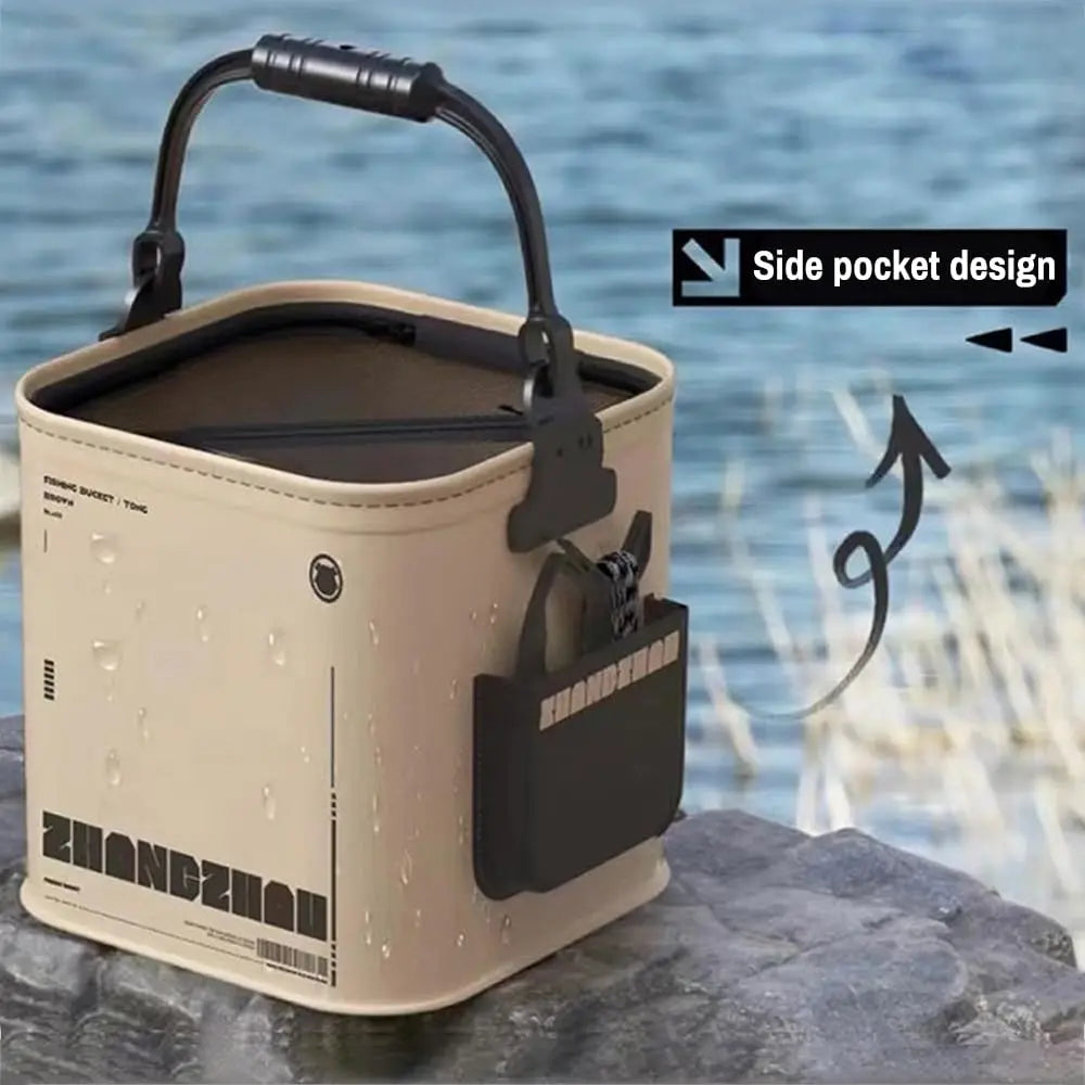 Outdoor Fishing Bucket Foldable Portable Fishing Water Pail with 5M Rope for Wild Fishing Hiking Traveling Camping Bucket 8L/13L