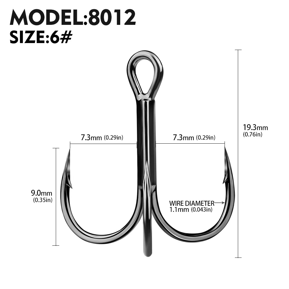PROBEROS 20pcs Streng thened Sharp Fishing Treble Hooks High Carbon Steel Strength & Corrosion Resistance For Bait  Saltwater