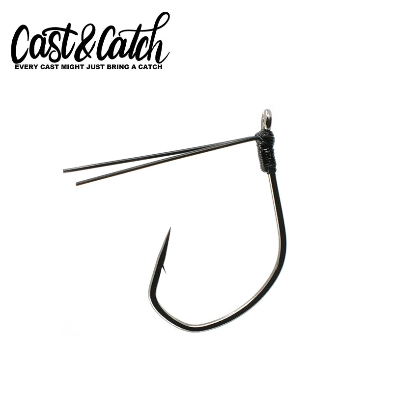 Cast&Catch 4PCS Weedless Wacky Fish Hook Anti-Snag Grass Blocking for Bass Soft Bait Freshwater Fishing Tackle