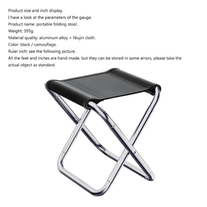 Folding Stool Small Aluminum Alloy Collapsible Fishing Stool Outdoor Chair W0YB