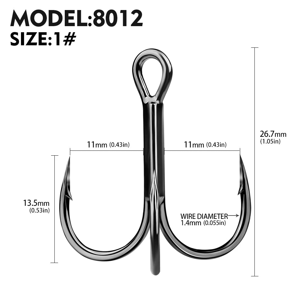 PROBEROS 20pcs Streng thened Sharp Fishing Treble Hooks High Carbon Steel Strength & Corrosion Resistance For Bait  Saltwater