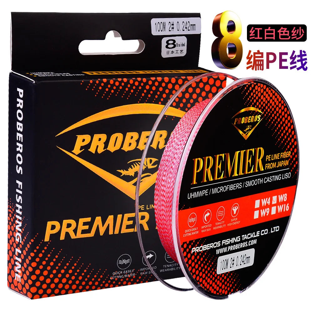 8-Strand Dyneema PE Braided Line 100m Spinning Reel 6LB-120LB 0.1mm-0.6mm PE Fishing Line Less Memory Fishing Accessories