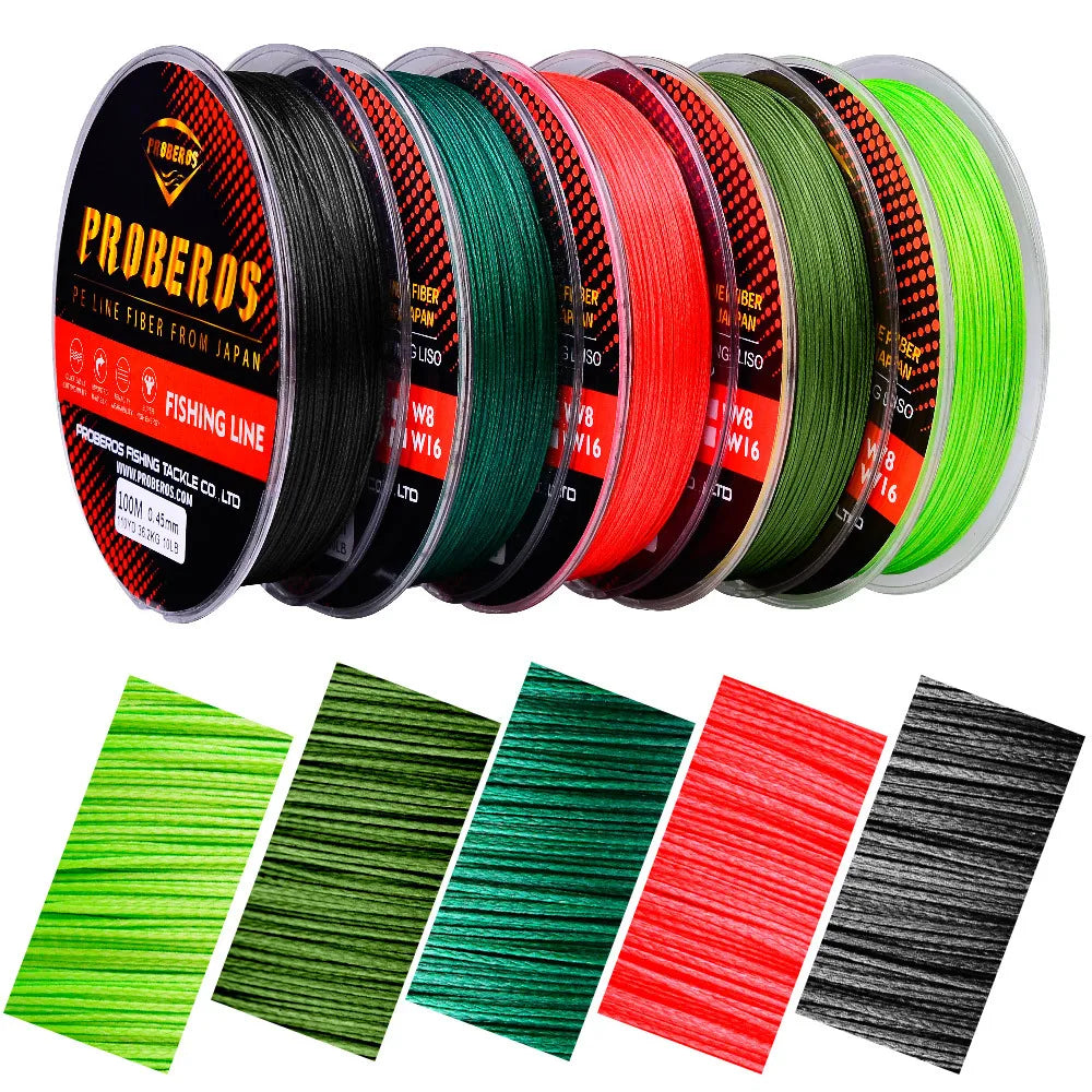 8-Strand Dyneema PE Braided Line 100m Spinning Reel 6LB-120LB 0.1mm-0.6mm PE Fishing Line Less Memory Fishing Accessories