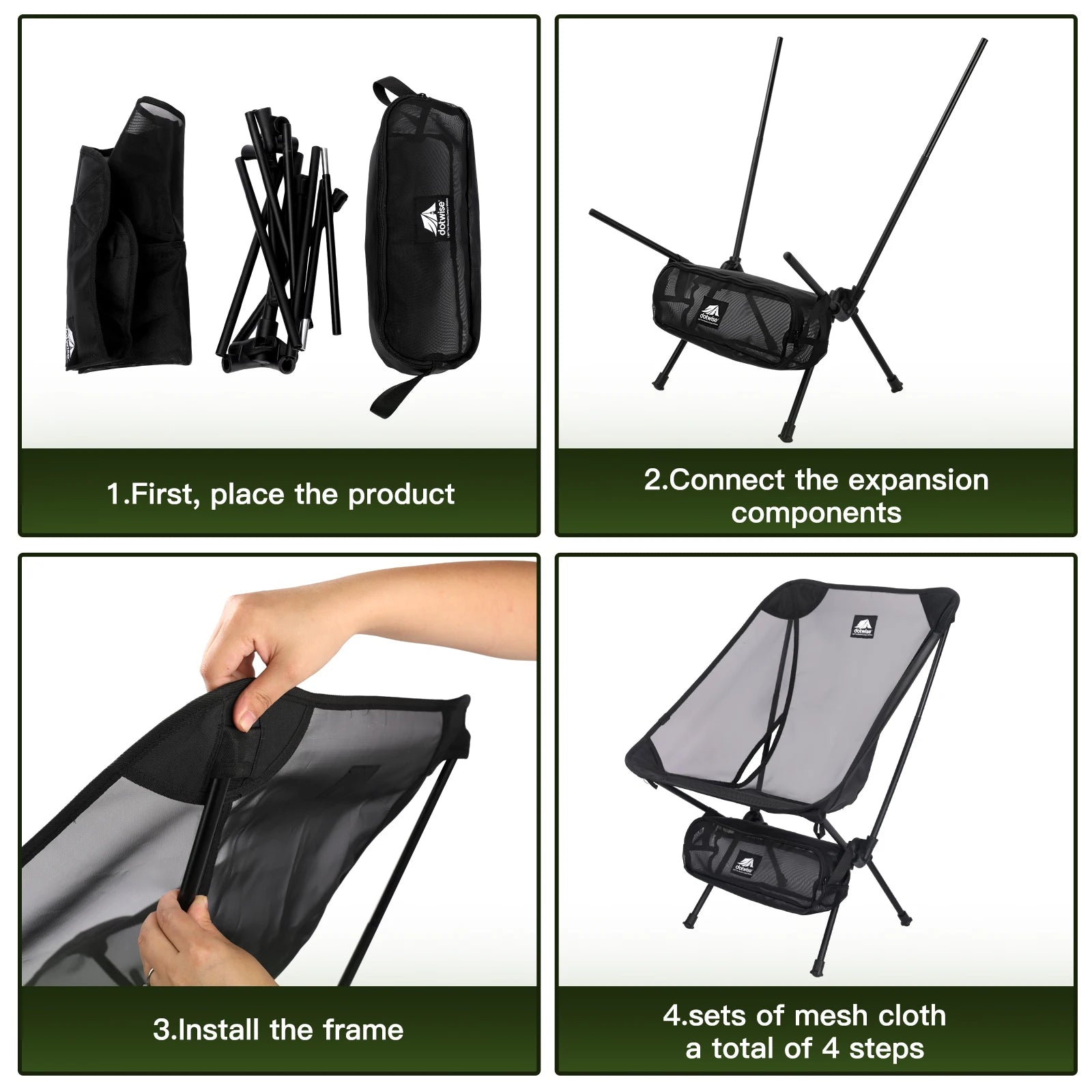 Moon Chair Breathable Outdoor Chair Camping Fishing Chair Mesh Material 7075 Aluminum Alloy Breathable Surface Anti Sinking