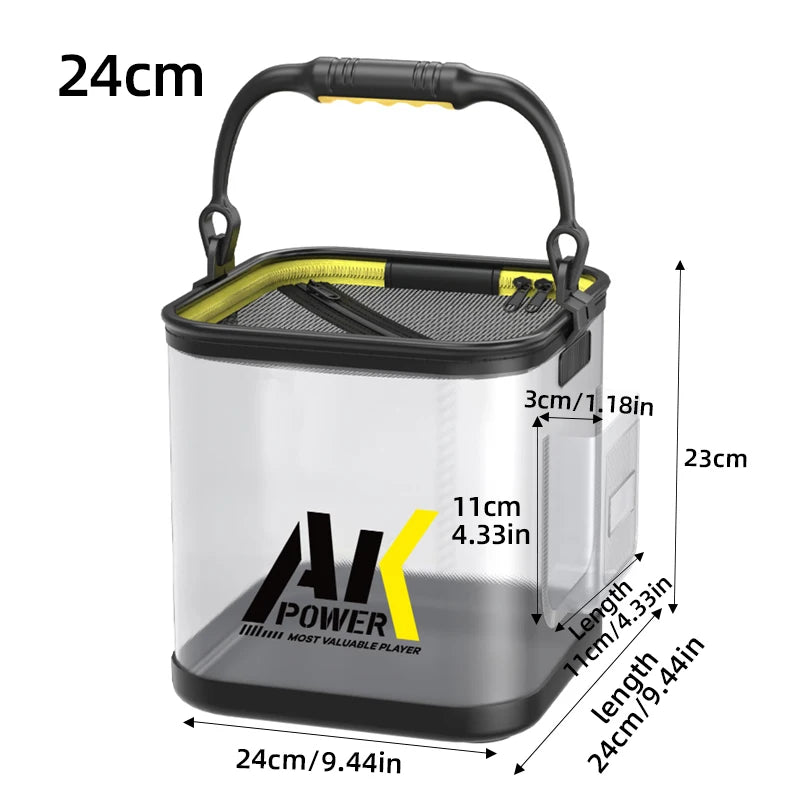 YUZHIYUAN Transparent Fishing Bucket Foldable Multifunctional Live Fish Container Fish Protection Bucket