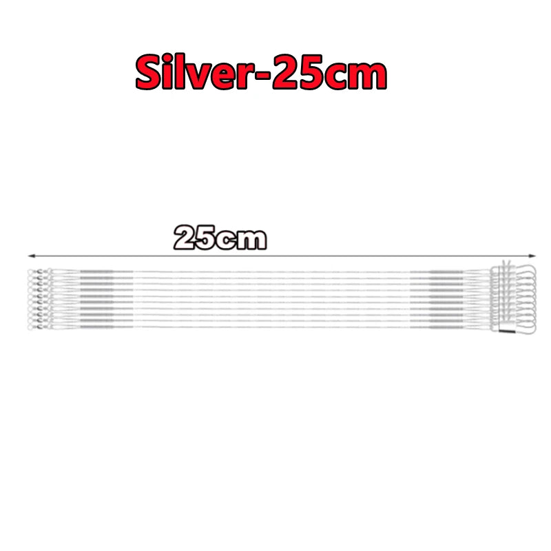 New 100-10PCS Anti Bite Steel Fishing Line 15-30cm Steel Wire Leader With Swivel Fishing Accessory Lead Core Leash Fishing Wire