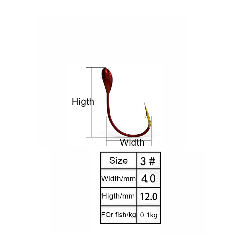 10pcs Ice Fishing Tungsten Jig Japan Hook Ice Lead Head Bait Winter Fishing Hook Red Worm Maggot Fishhook Carp Fishing Tackle