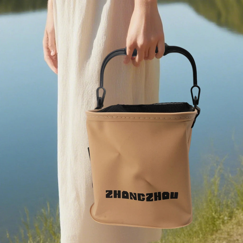 Foldable and Portable Net Live Fish Buckets EVA with Rope Water Bucket Outdoor Fishing Bucket for Wild Fishing Household Buckets