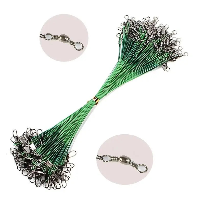 New 100-10PCS Anti Bite Steel Fishing Line 15-30cm Steel Wire Leader With Swivel Fishing Accessory Lead Core Leash Fishing Wire