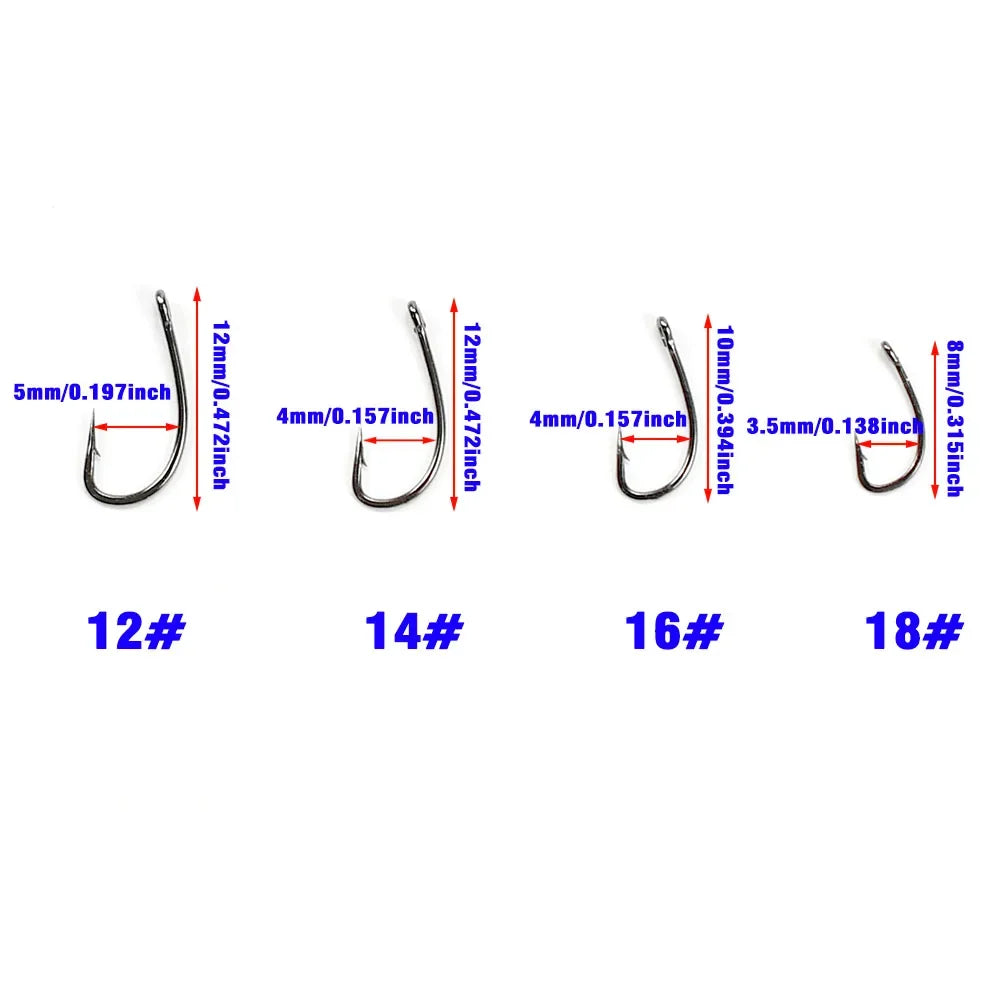 100Pcs/Pack 12# 14# 16# 18# Black Nickel Trout Single Hook With Barb High Carbon Steel Fishing Flies Spoon Hooks