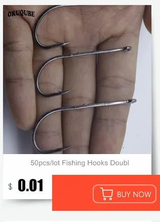 50pcs/lot Long Shank Fishing Hook For Fishing Live Bait With Double Bait Keeper Barbs High Carbon Steel With Anti-rust Fishhooks