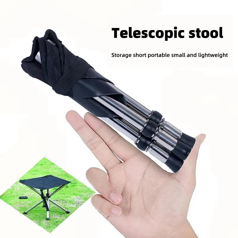 Stainless Steel Folding Outdoor Portable Telescopic Stool Camping Fishing Stool Telescopic Chair Easy to Fold Load Bearing 150kg
