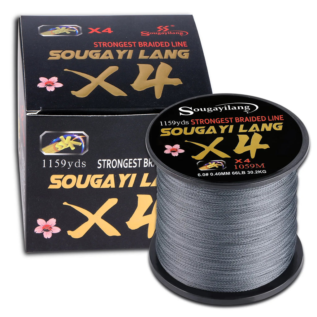Sougayilang Braided Line 4X 100/300m 5 Color All for Fishing Line MaxDrag 66LB Multifilament PE Line for Saltwater Sea Fishing
